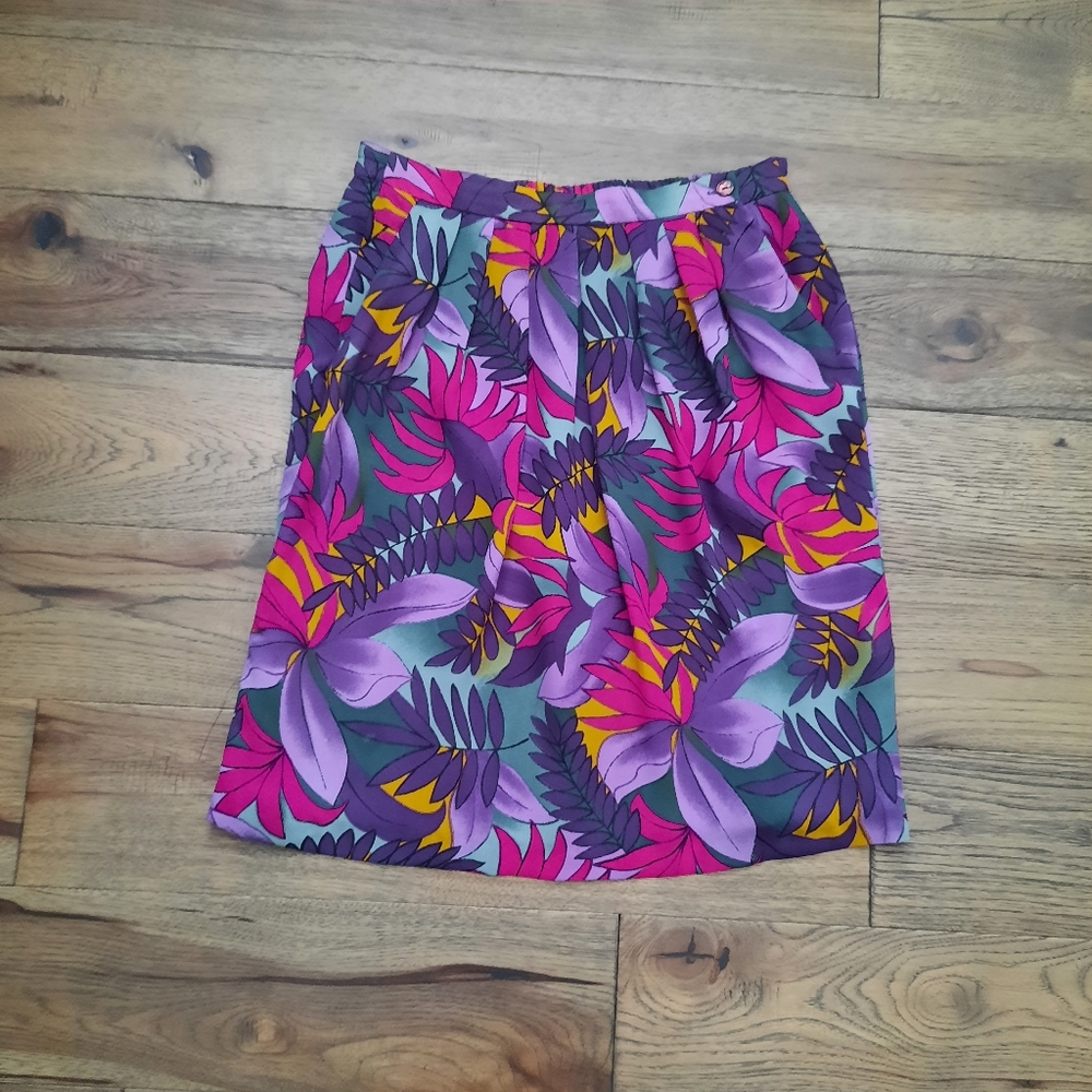 Vintage Floral Print Mid Length Skirt